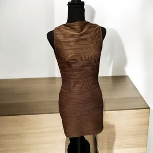 Mocha Ribbed Bandage Dress